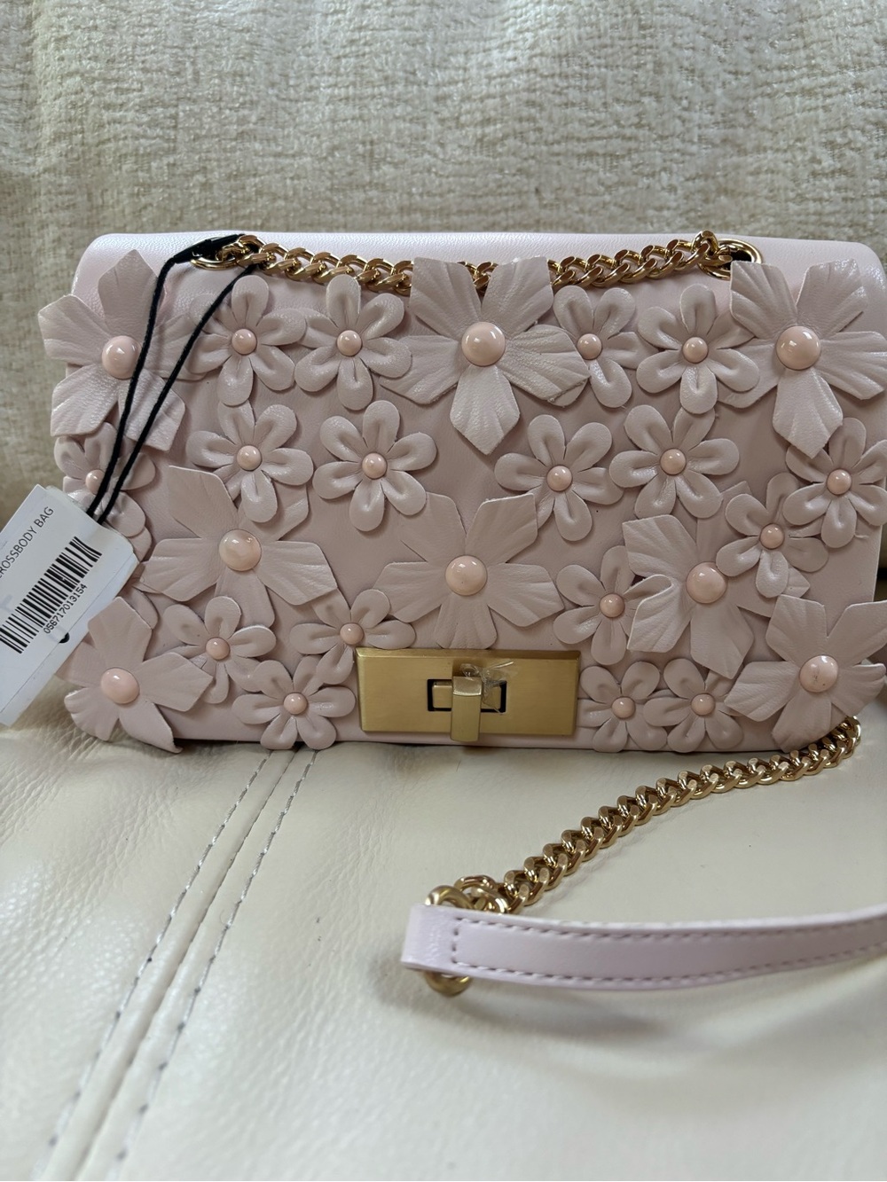 Aldo Blush Floral Appliqué Chain Crossbody